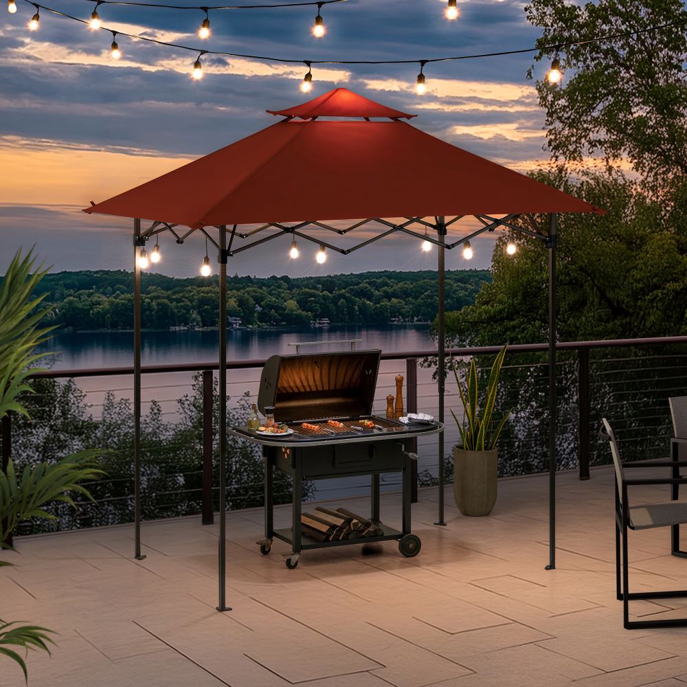 SUNJOY 5x8 Pop up Grill Gazebo with Magnetic LED Light and Carrying Bag 