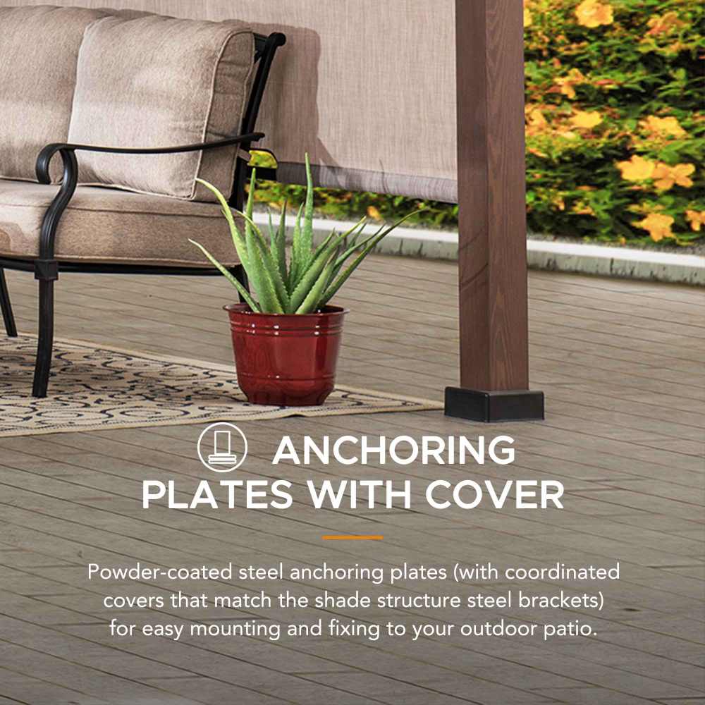 SUNJOY 11x11 Metal Pergola with Sliding Canopy & Wood-Look Finish 