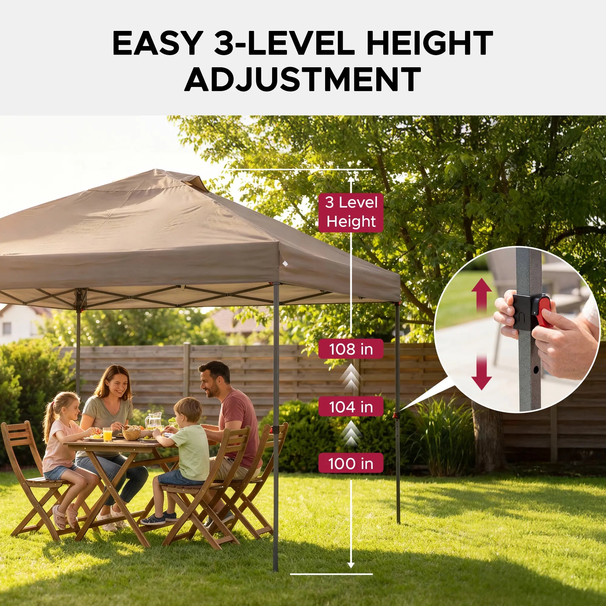 SUNJOY 10x10 Pop Up Gazebo Canopy with Detachable LED Light and Carry Bag - Taupe 