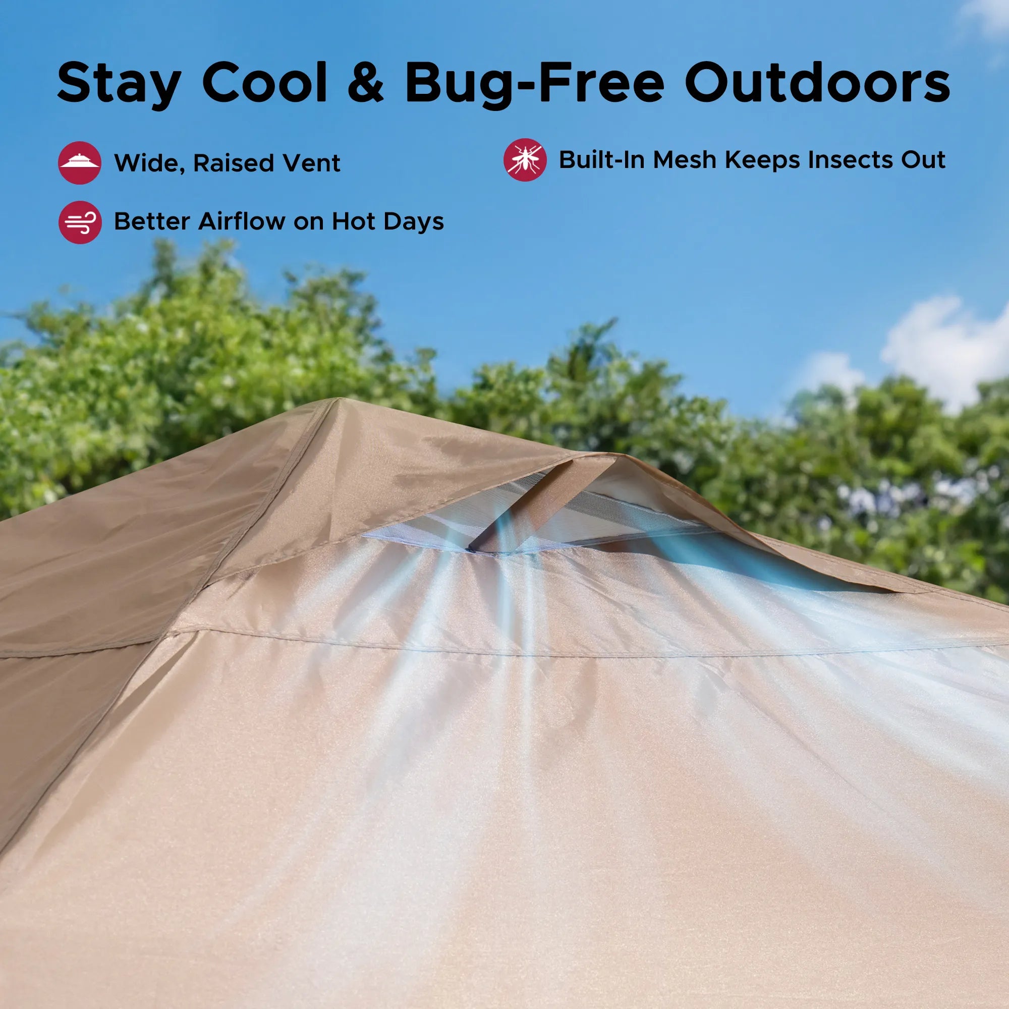 SUNJOY 10x10 Pop Up Gazebo Canopy with Detachable LED Light and Carry Bag - Taupe 