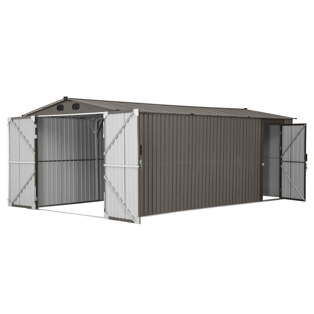 SUNJOY 10x20 Storage Shed Kits with Lockable Doors and Vents.