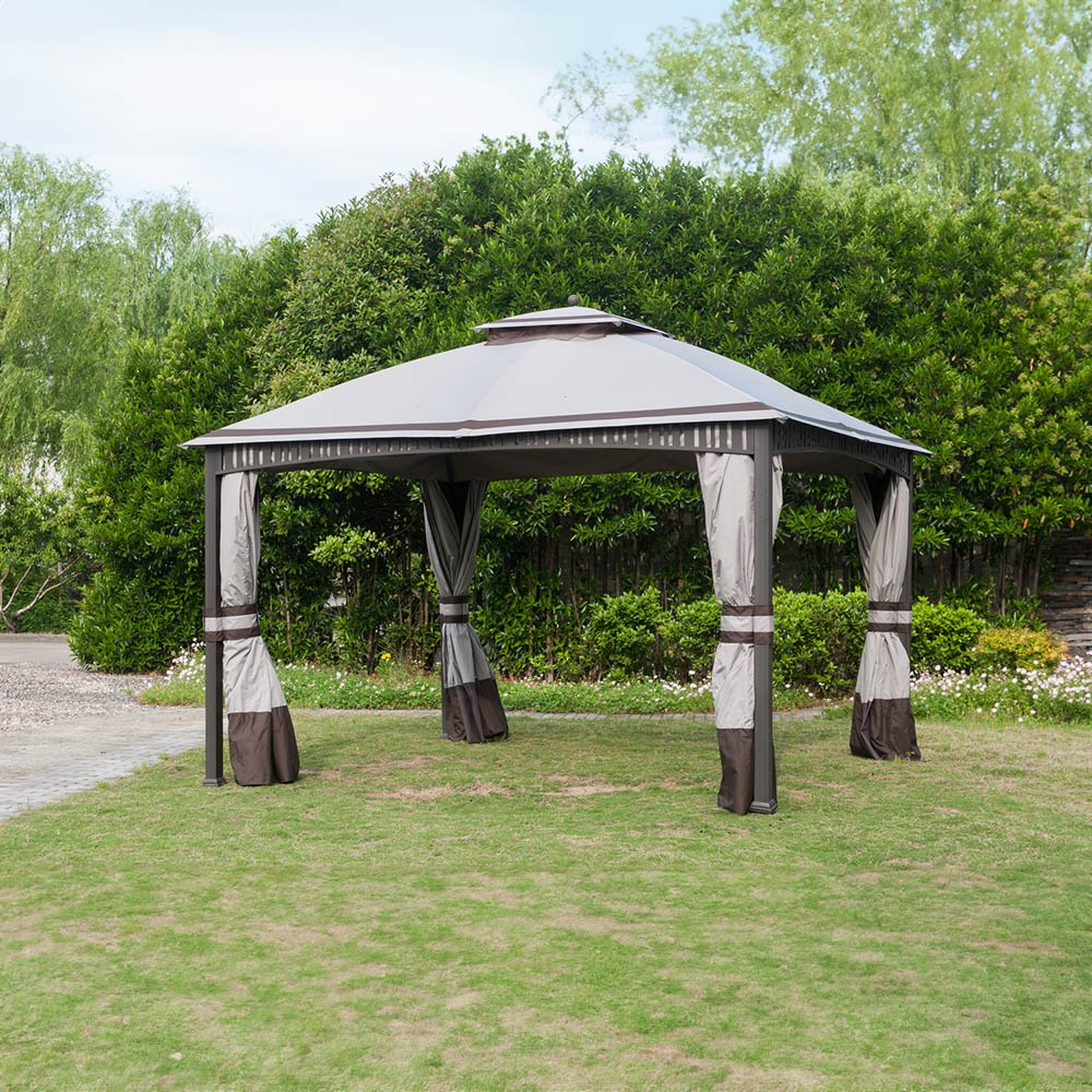 SUNJOY Light Grey+Dark Brown  Replacement Canopy For Fairfield Gazebo (10X12 Ft) A101001200 Sold At Canadiantire.