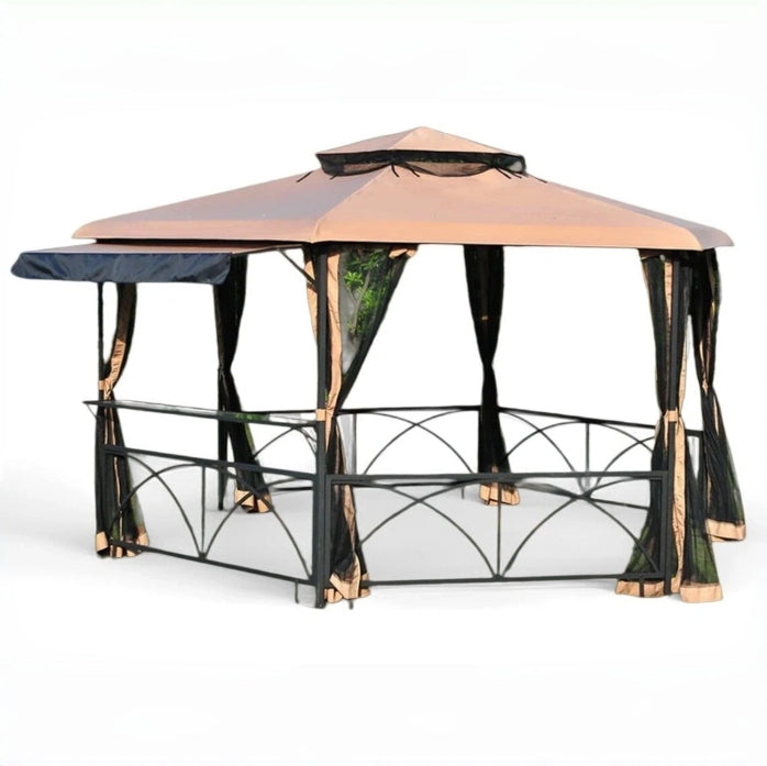 Beige+Black Replacement Hexagon Canopy For Gazebo (11x13 FT) L-GZ501PST-A Sold At Canadiantire