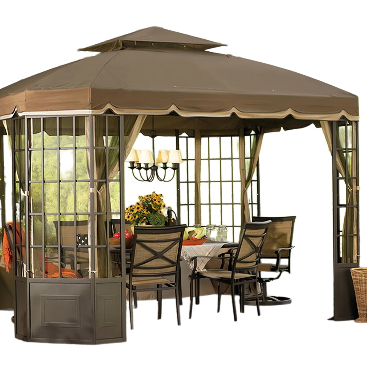 Khaki+Sesame+Brown Replacement Canopy For Bay Window Gazebo (10X12 Ft) L-GZ120PST-2S Sold At Sears&Kmart