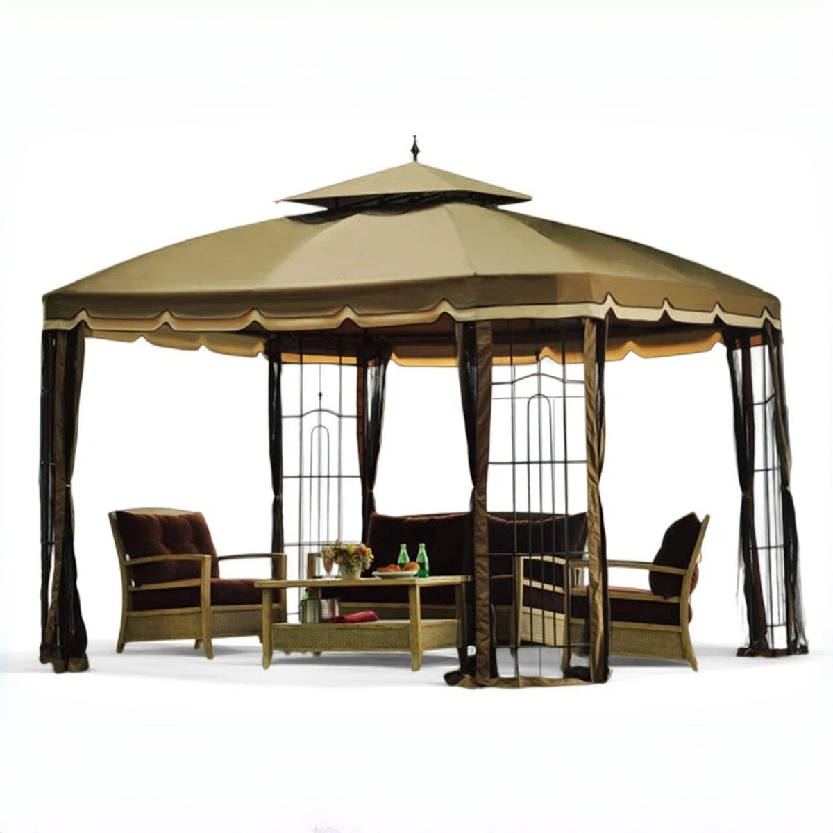 Ginger Snap+Beige Replacement Canopy For Bay Window Gazebo (10X12 Ft) L-GZ329PST-2 Sold At BigLots