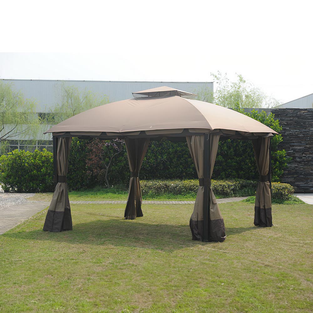SUNJOY Ginger Snap+Dark Brown Replacement Canopy (Deluxe Version) For South Hampton Gazebo (11x13 FT) L-GZ659PST Sold At BigLots.