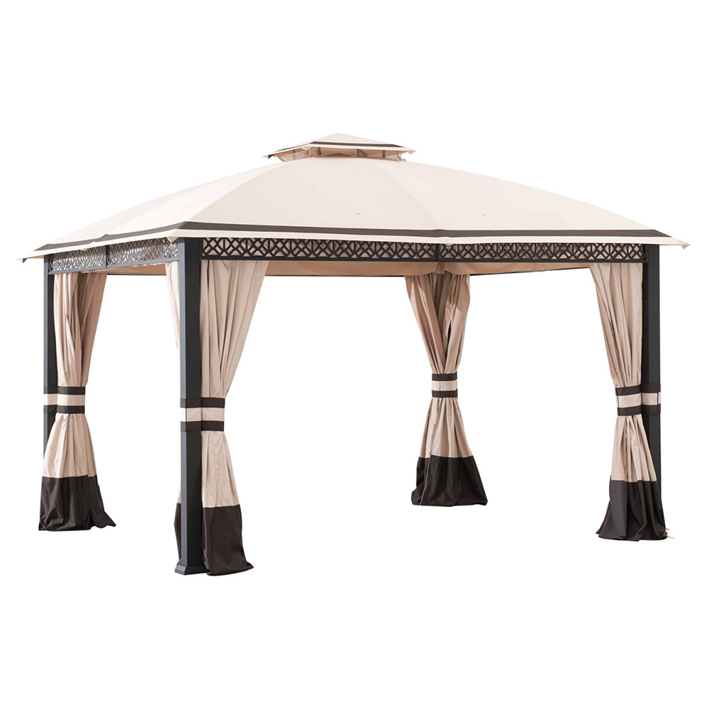 SUNJOY Beige+Dark Brown Replacement Canopy For Clarkson V2 Gazebo (10x12 FT) A101014701 Sold At BJ.