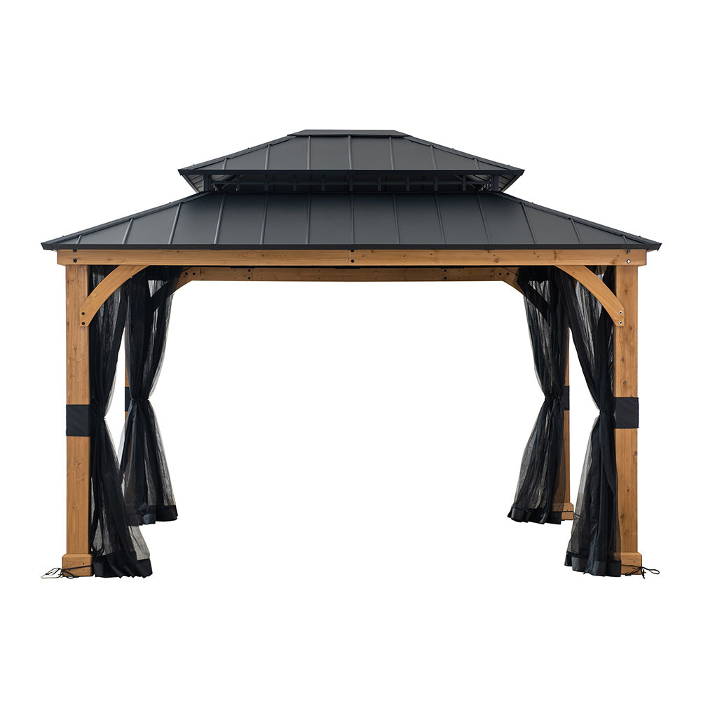 SUNJOY Black Replacement Mosquito Netting For Garwood Hardtop Wood Gazebo (11x13 FT) A102013104/A102013105 Sold At Big Lots US.