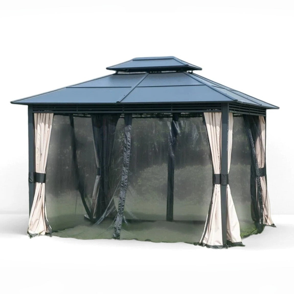 Black  Replacement Mosquito Netting For Lakewood Hard Top Gazebo (10X12 Ft) A102001703/A102001704 Sold At BigLots