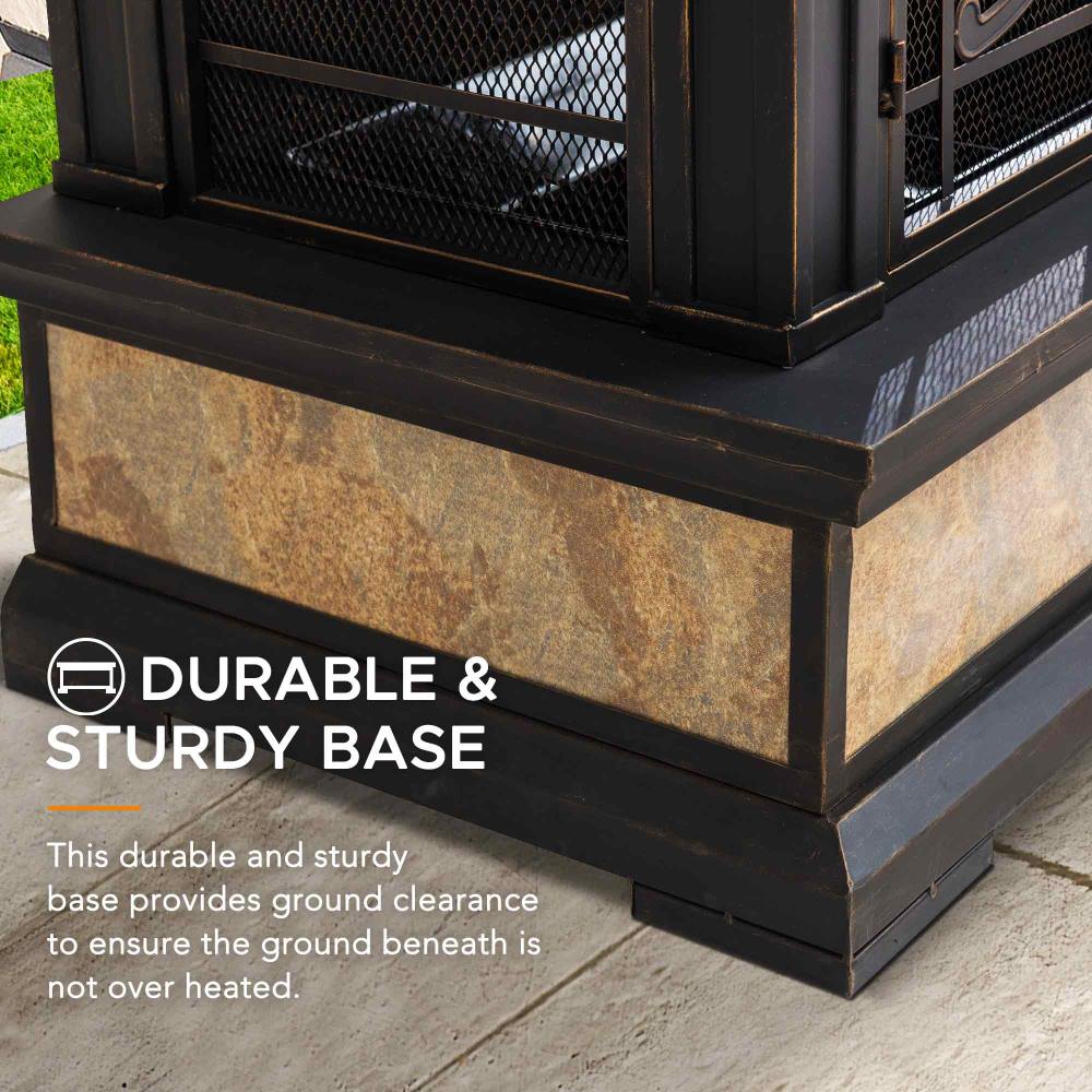 SUNJOY 57 Inch Outdoor Wood Burning Fireplace with PVC Cover 