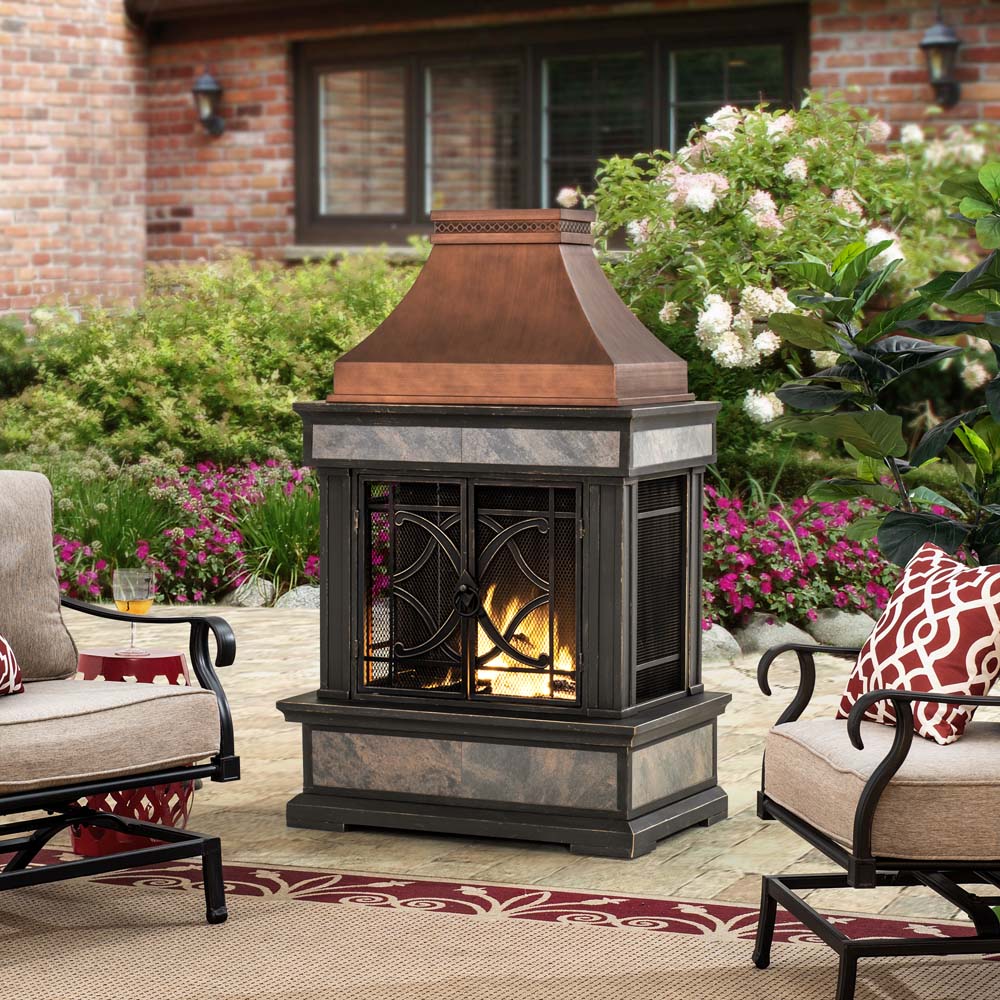 SUNJOY 57 Inch Outdoor Wood Burning Fireplace with PVC Cover