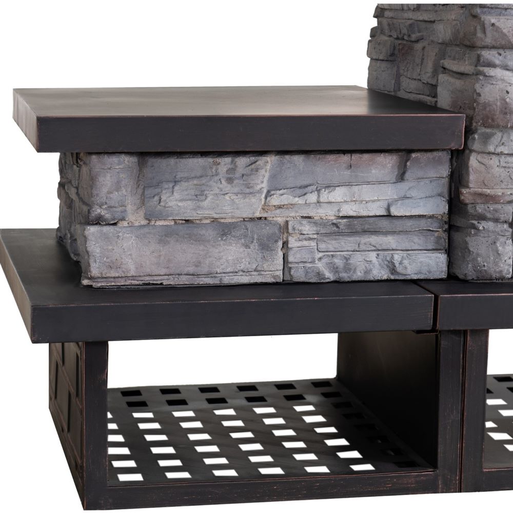 SUNJOY 48 Inch Wood Burning Stone Fireplace with Log Holders