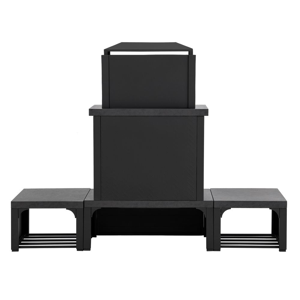 SUNJOY 58 Inch Modern Outdoor Fireplace with Chimney & Log Holders 