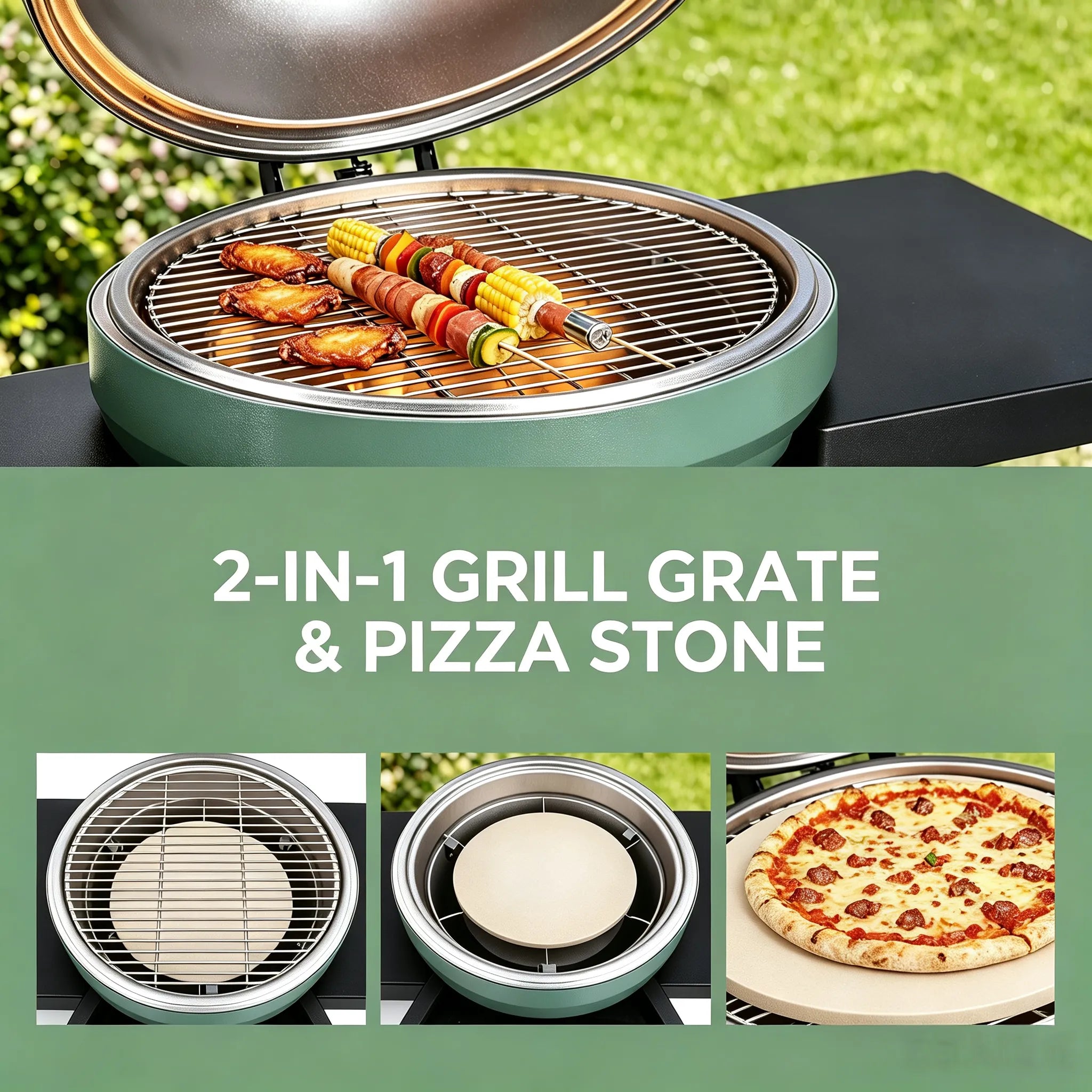 Pinnacle Egg-Shaped Charcoal Grill & Smoker 20" - Forest Green