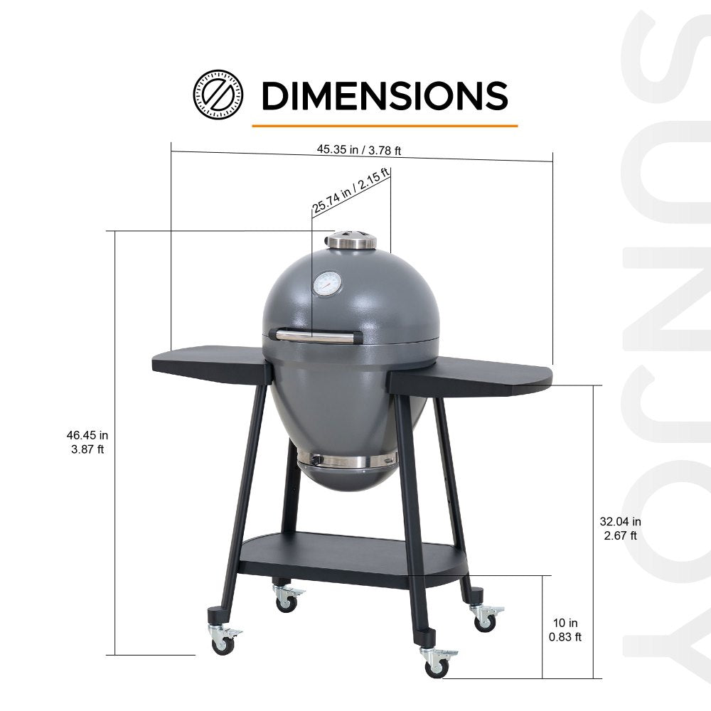 Pinnacle Egg-Shaped Charcoal Grill & Smoker 20" - Stone Gray