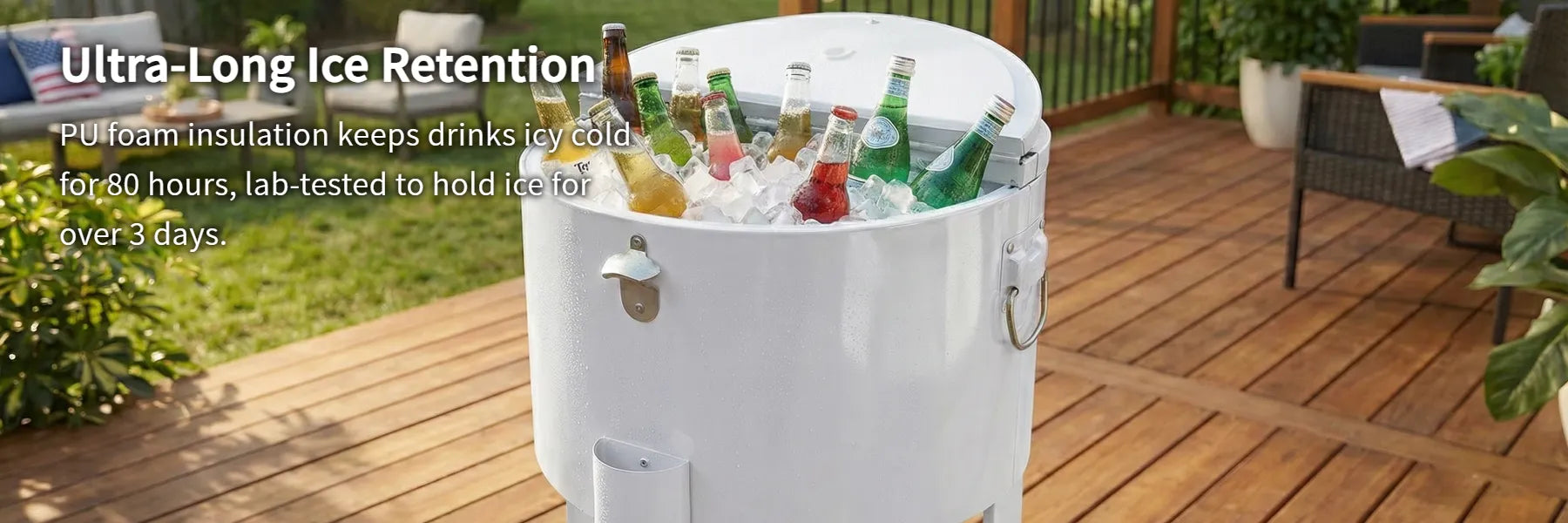 Oasis Rolling Patio Ice Chest Cart 60 Qt - Alabaster White