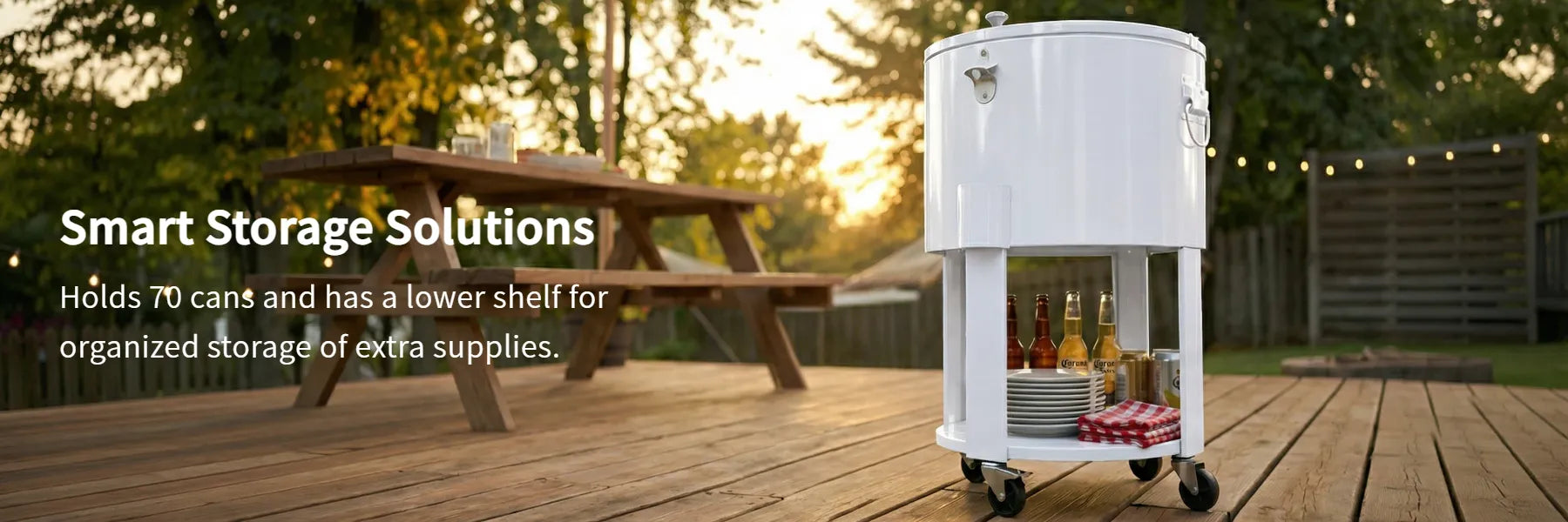 Oasis Rolling Patio Ice Chest Cart 60 Qt - Alabaster White