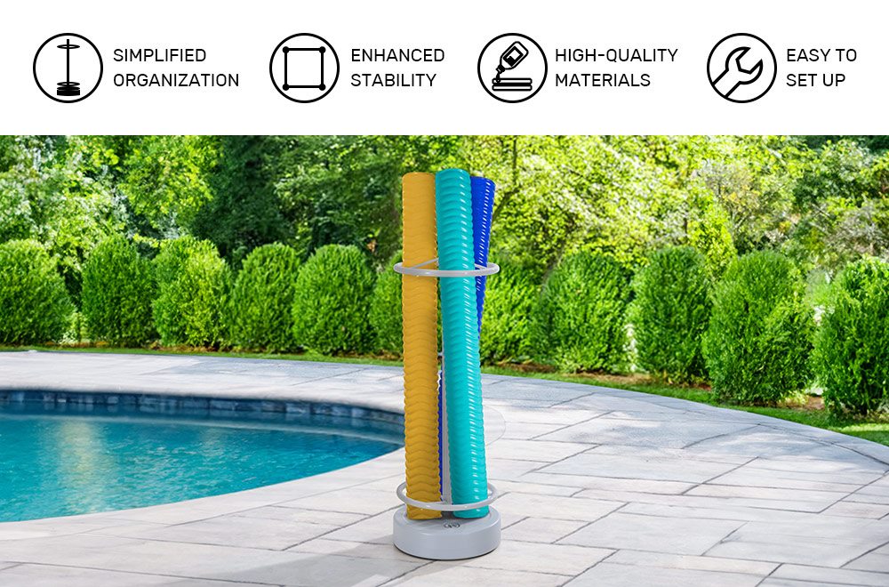 SUNJOY Aluminum Pool Noodle Storage Rack with Water Weighted Base