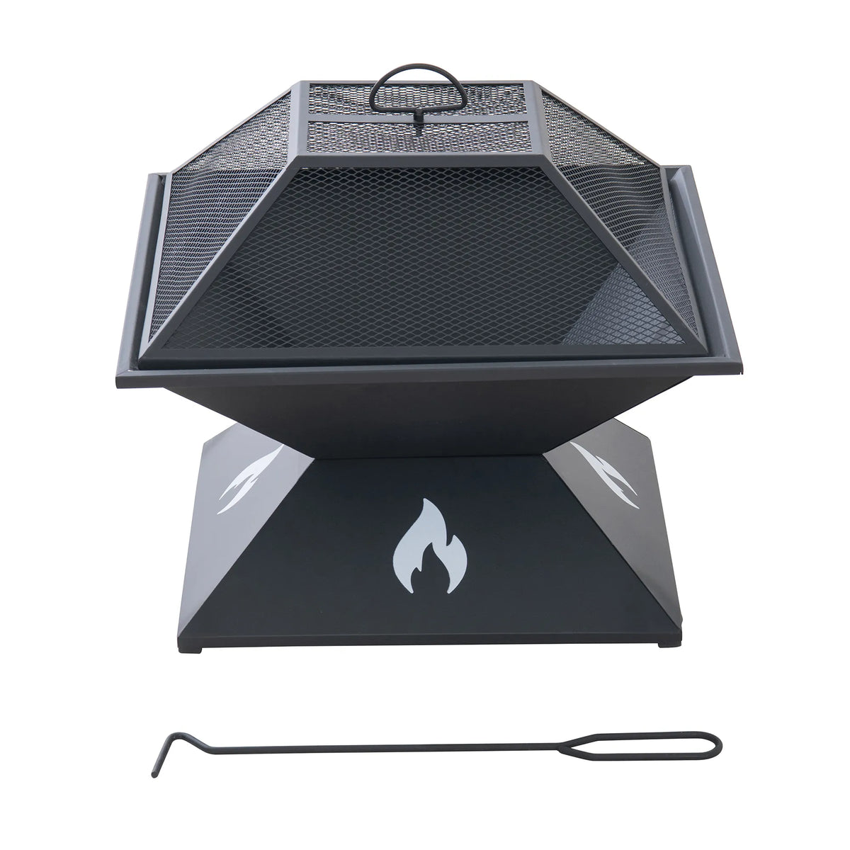 Sawgrass Compact Square Steel Fire Pit 20" Geometric Base