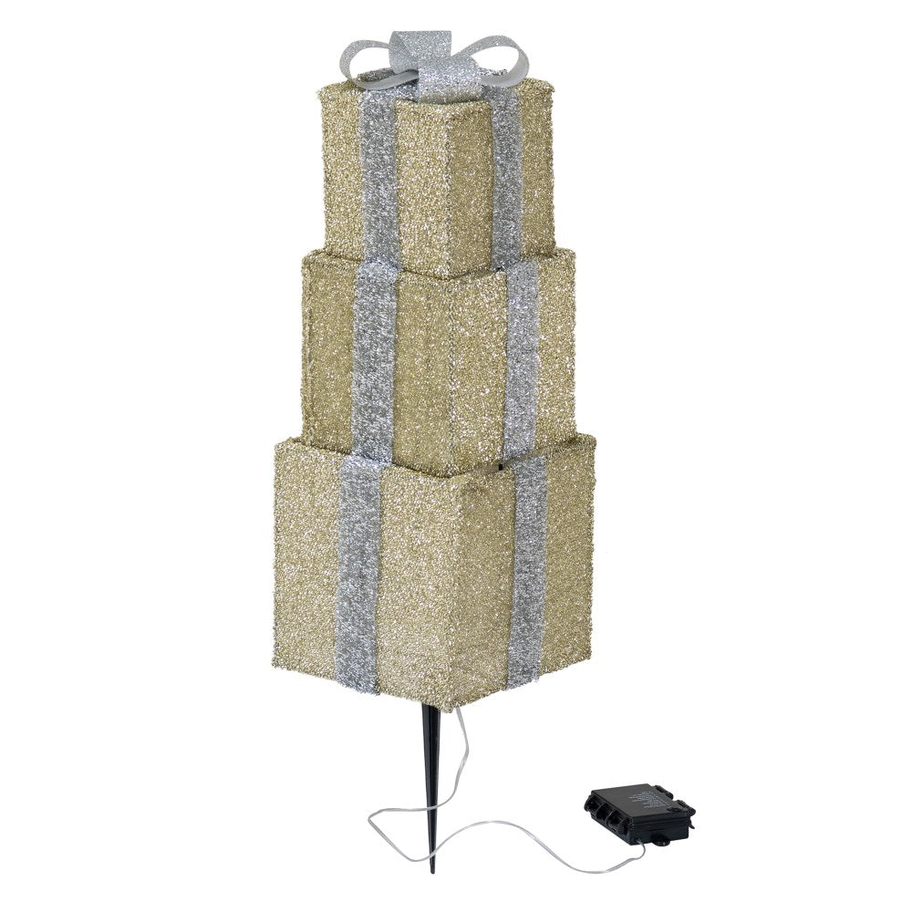 SUNJOY 18 Inch Christmas Light Up Present Boxes with LED Lights.