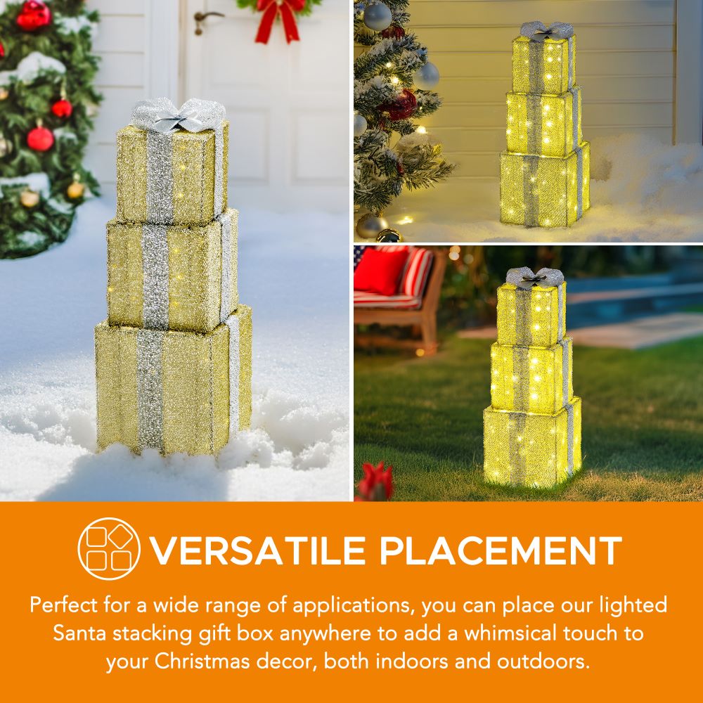 SUNJOY 18 Inch Christmas Light Up Present Boxes with LED Lights.