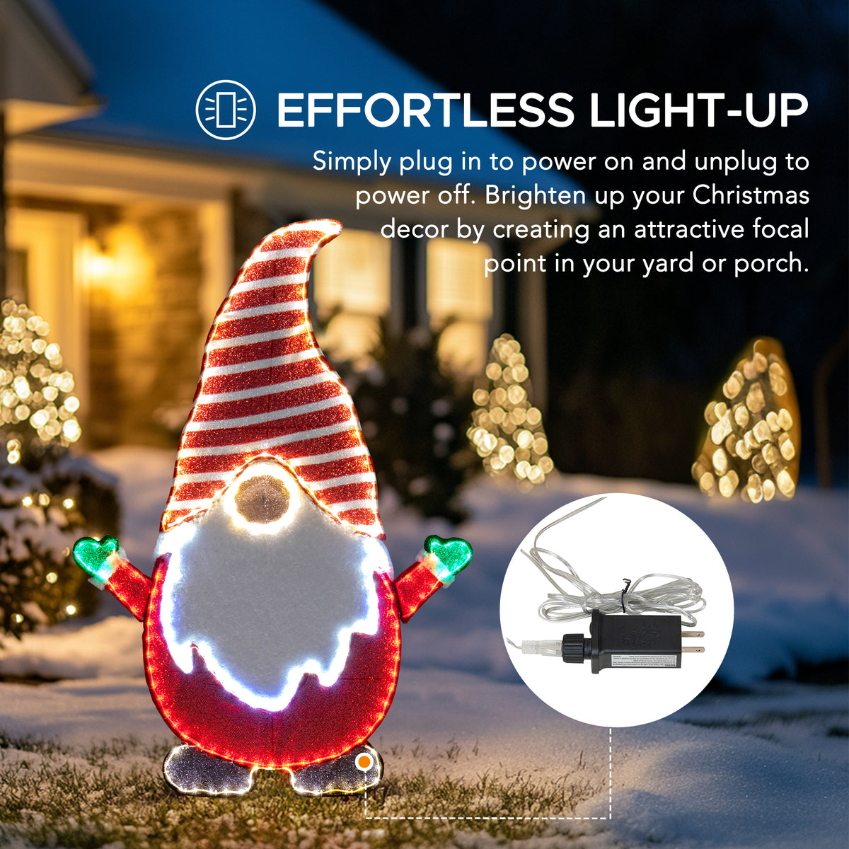 SUNJOY 48 Inch Christmas Lighted Gnome with LED Lights.