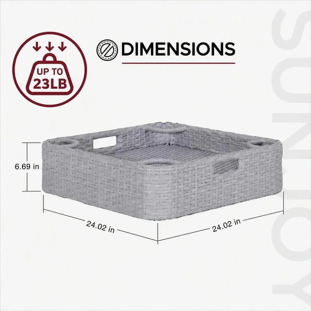 Aquasis Wicker Floating Pool Tray 24" x 24" - Harbor Gray