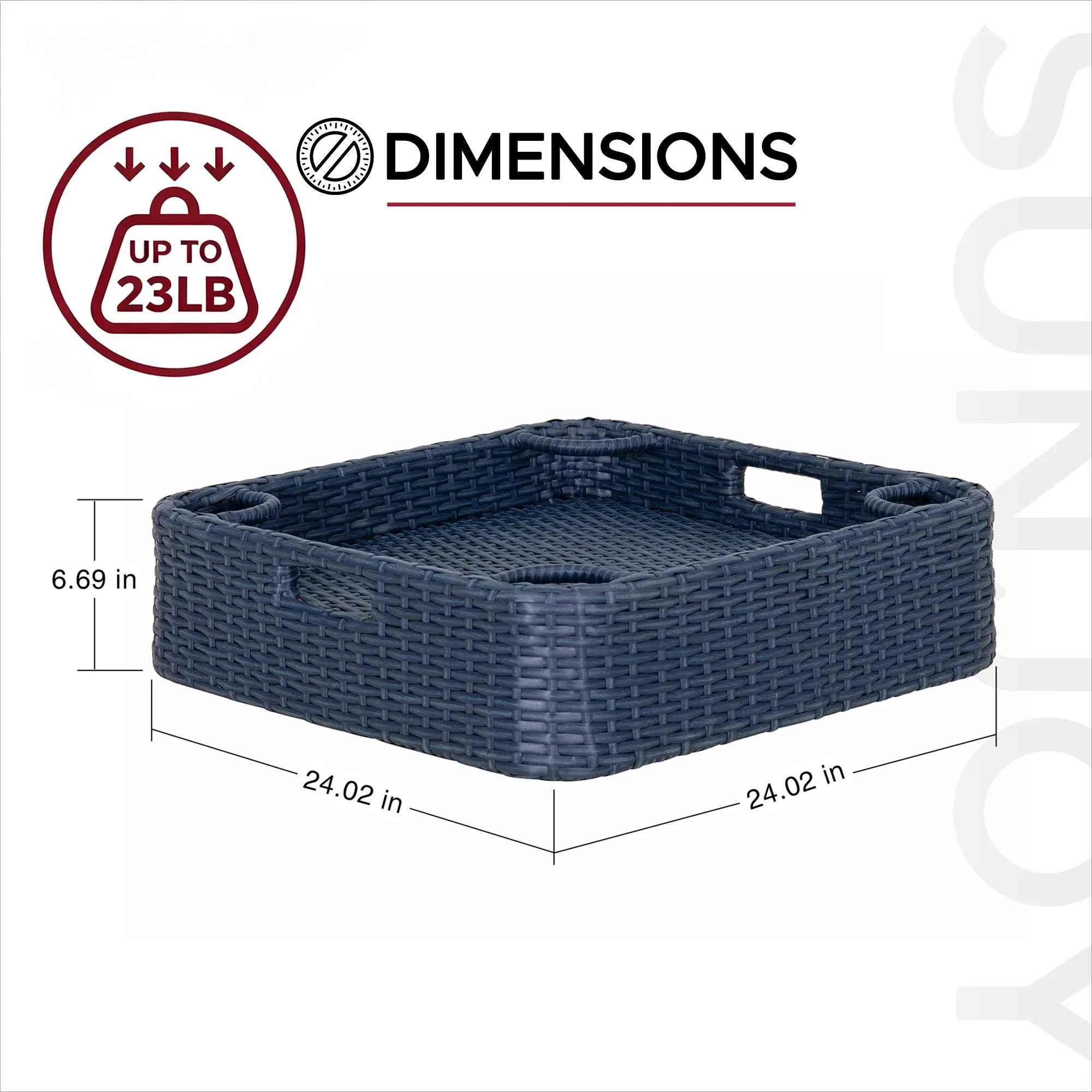 Aquasis Wicker Floating Pool Tray 24x24 - Deep Navy