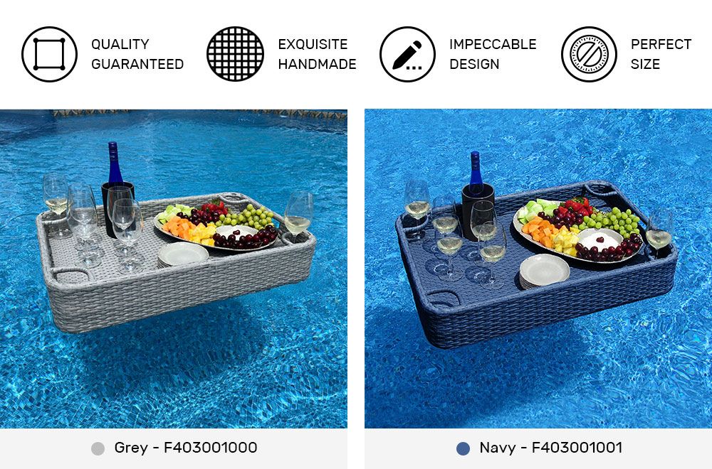 SUNJOY 36x24 Inch Wicker Floating Pool Tray for Drinks and Snacks