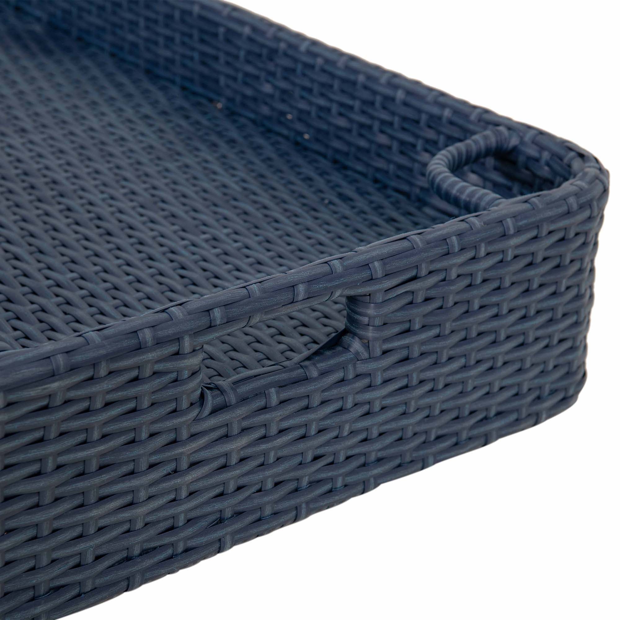 SUNJOY 36x24 Inch Wicker Floating Pool Tray for Drinks and Snacks - Navy 