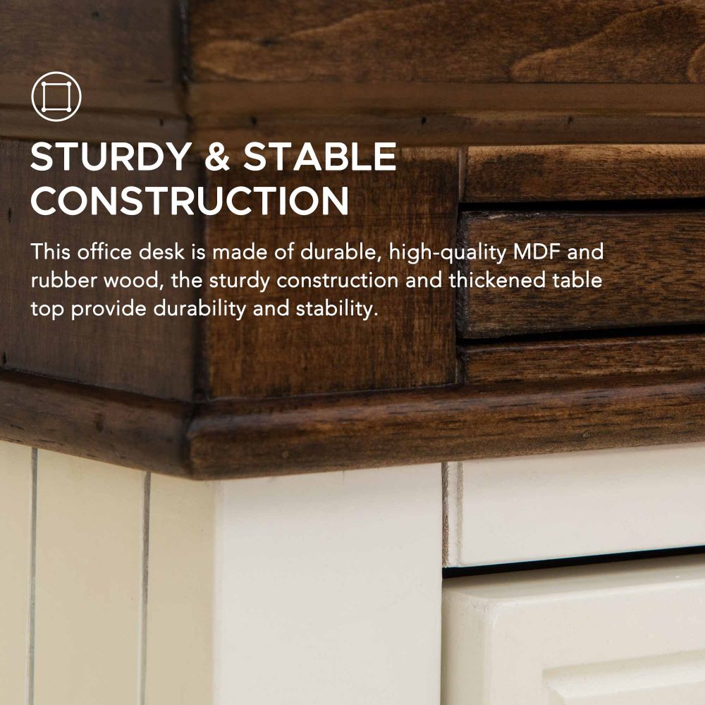 SUNJOY 58’’ Richland Double Pedestal Desk with Four Drawers and Two Cabinets