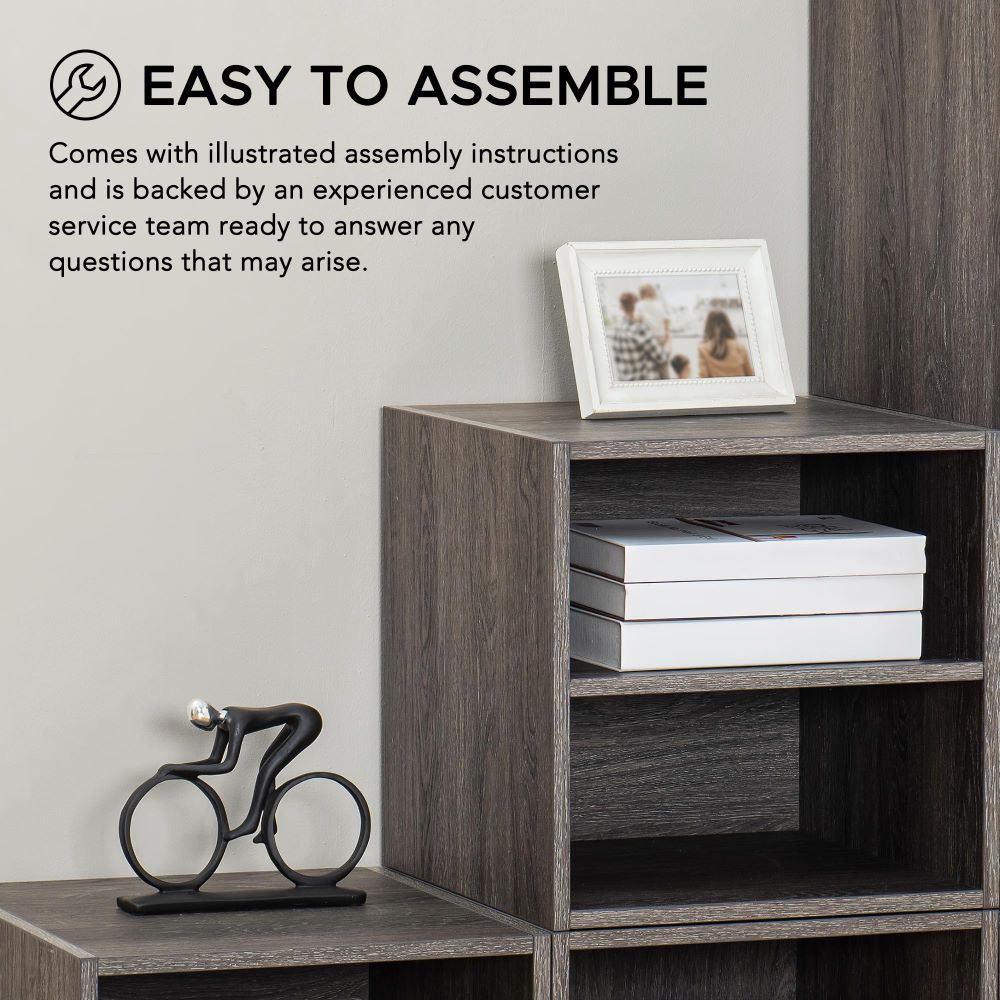 SUNJOY Quub Split Cabinet, Space Saving Stackable MDF Wood Cabinet for Living Room, Bedroom and Other Indoor Space