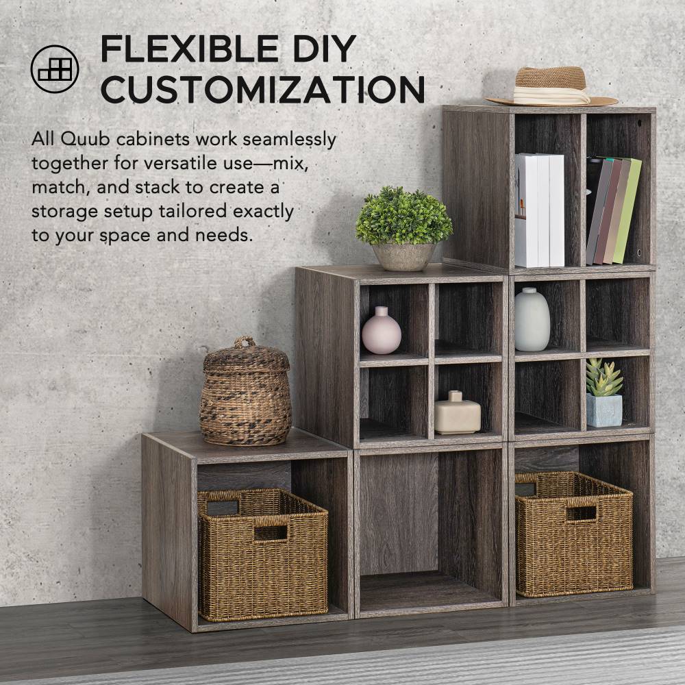 SUNJOY Quub Split Cabinet, Space Saving Stackable MDF Wood Cabinet for Living Room, Bedroom and Other Indoor Space