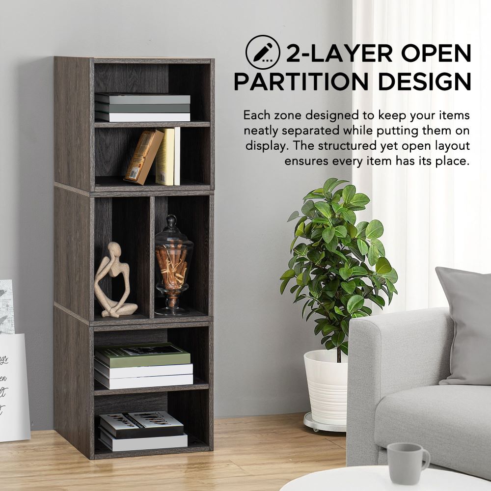 SUNJOY Quub Split Cabinet, Space Saving Stackable MDF Wood Cabinet for Living Room, Bedroom and Other Indoor Space