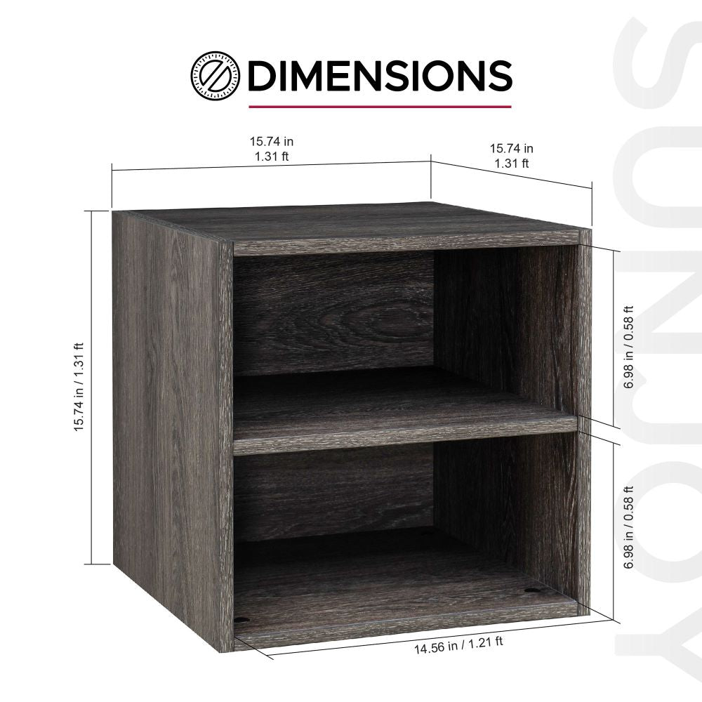 SUNJOY Quub Split Cabinet, Space Saving Stackable MDF Wood Cabinet for Living Room, Bedroom and Other Indoor Space