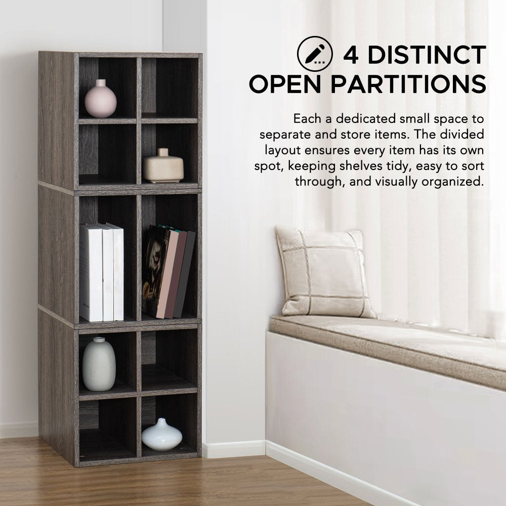 SUNJOY Quub Quarter Cabinet, Space Saving Stackable MDF Wood Cabinet for Living Room, Bedroom and Other Indoor Space