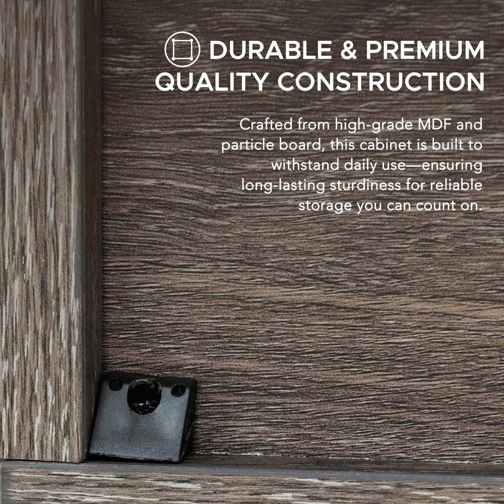 SUNJOY Quub Quarter Cabinet, Space Saving Stackable MDF Wood Cabinet for Living Room, Bedroom and Other Indoor Space