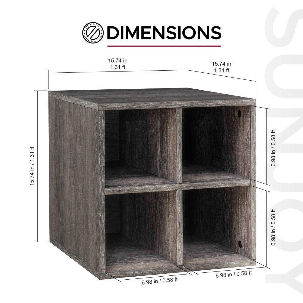 SUNJOY Quub Quarter Cabinet, Space Saving Stackable MDF Wood Cabinet for Living Room, Bedroom and Other Indoor Space