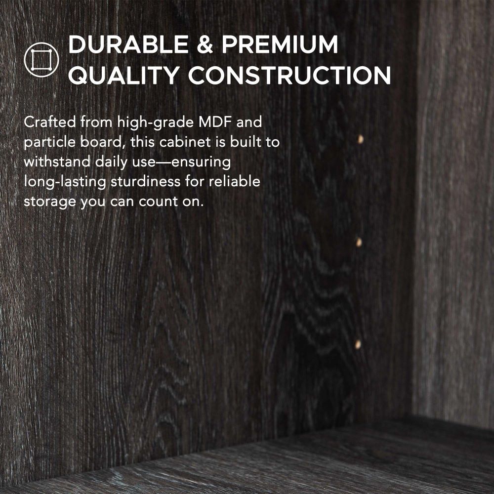 SUNJOY Quub Two Door Cabinet, Space Saving Stackable MDF Wood Cabinet for Living Room, Bedroom and Other Indoor Space