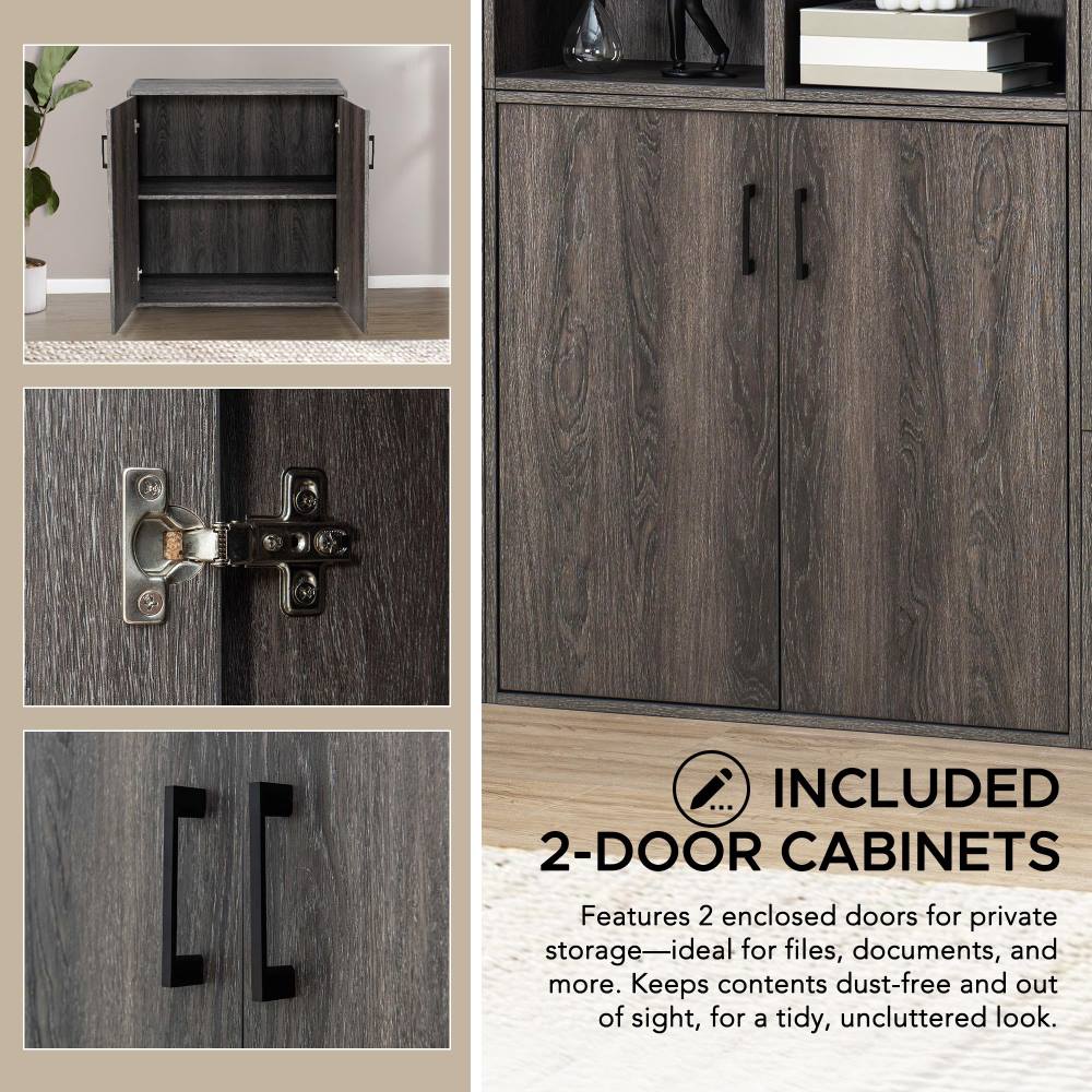 SUNJOY Quub Two Door Cabinet, Space Saving Stackable MDF Wood Cabinet for Living Room, Bedroom and Other Indoor Space