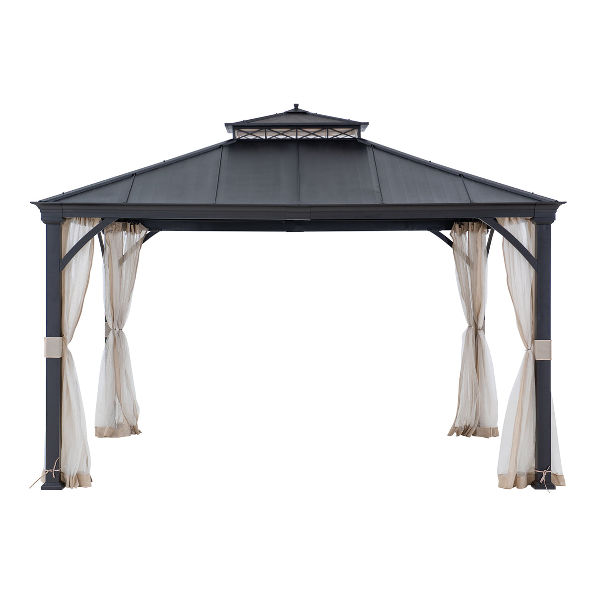 Crown Lattice Hardtop Patio Gazebo 11' × 13',  Matte Black