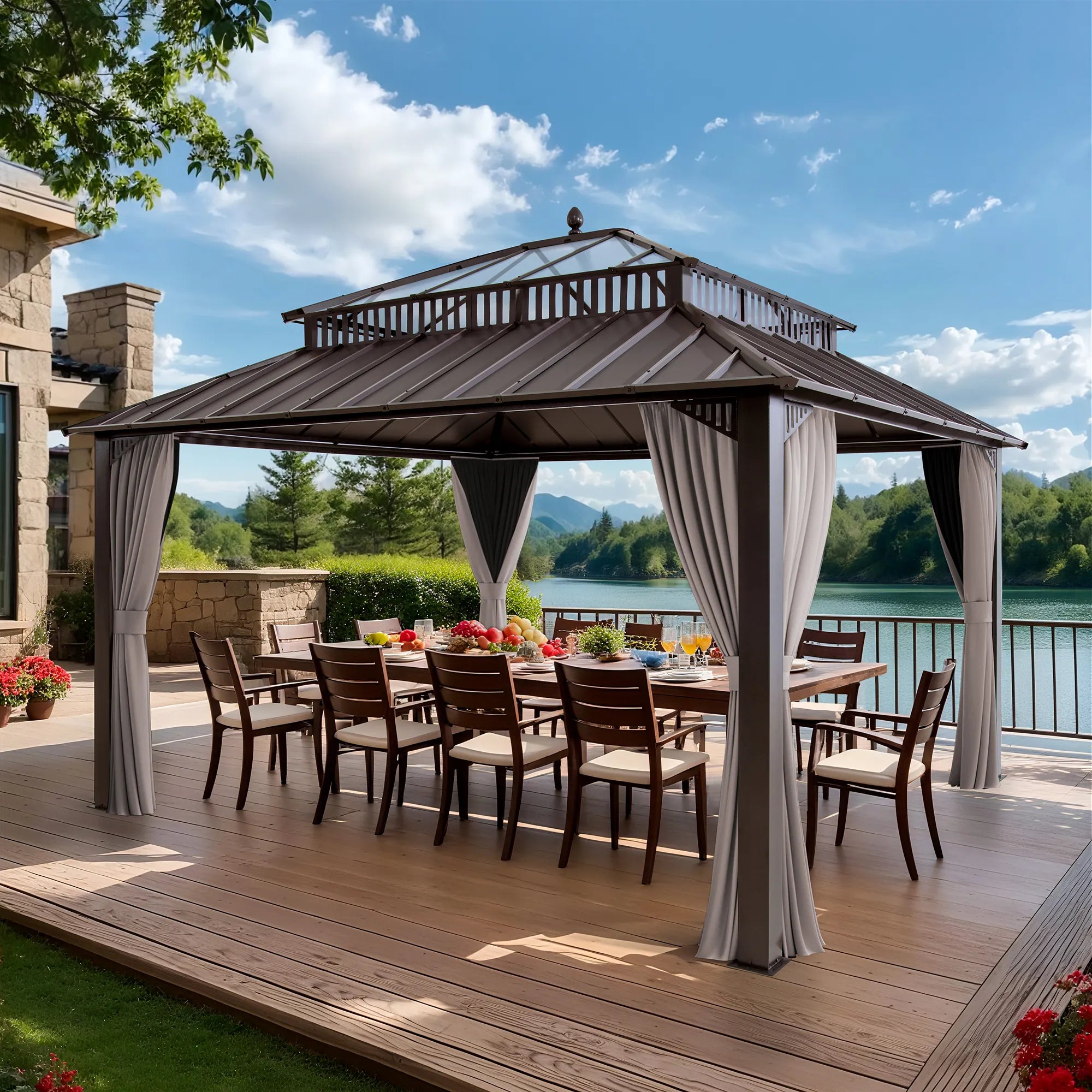 Kingston Horizon PC-Vent Gazebo - Brown, 12x14
