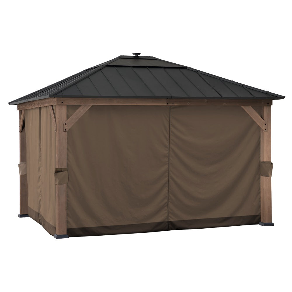 Four-Side Privacy Replacement Curtain Set for 11 ft. x 13 ft. Gazebo - Brown