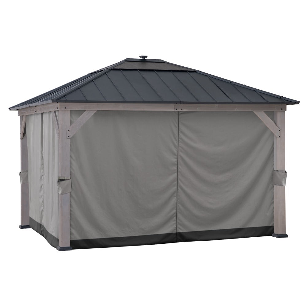 Four-Side Privacy Replacement Curtain Set for 11 ft. x 13 ft. Gazebo - Gray