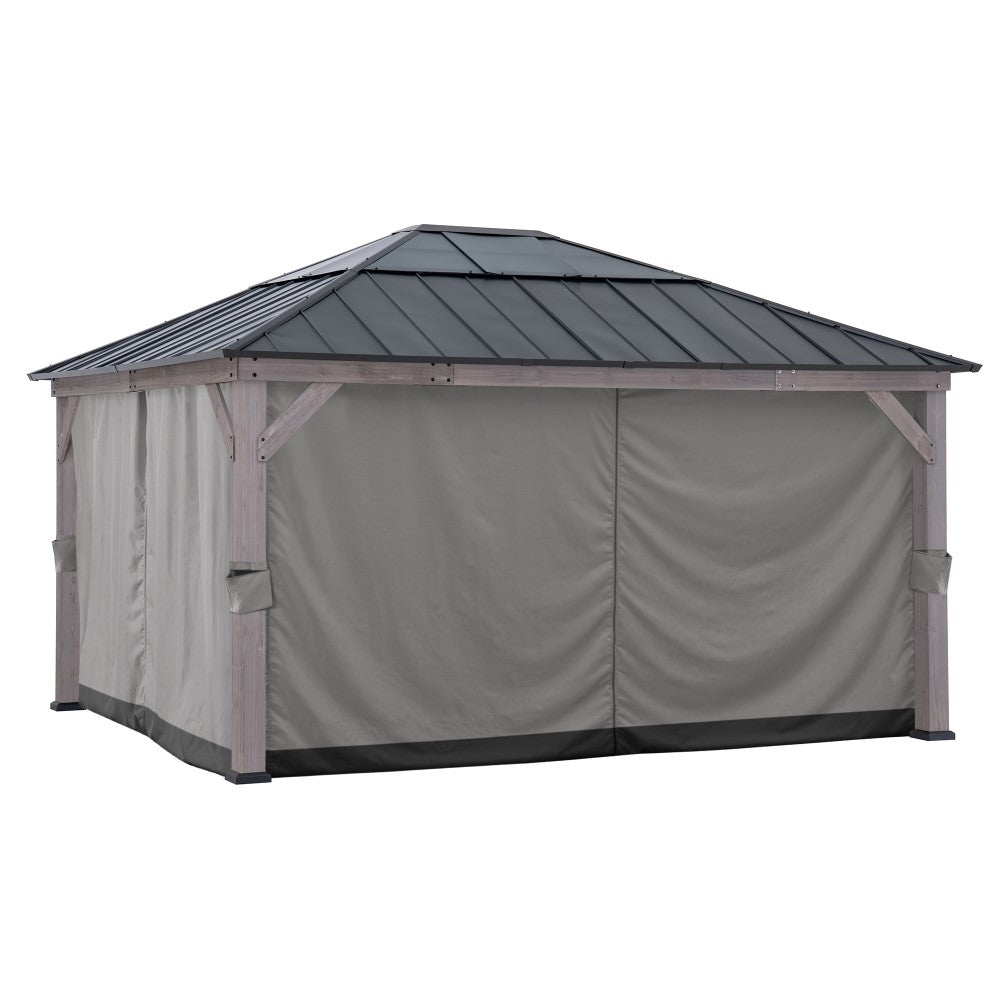 Replacement Curtains for 13 ft. × 15 ft. Wood-Framed Gazebos - Gray