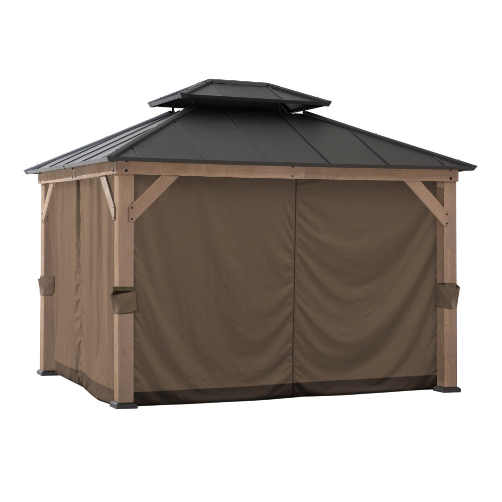 Gazebo Privacy Curtains for 10 ft. × 12 ft. Wooden Gazebo - Brown