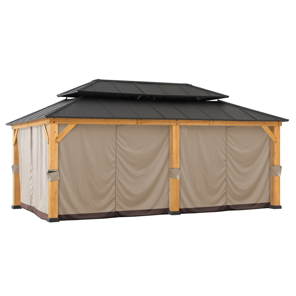 Replacement Gazebo Privacy Curtain for 12 ft. × 20 ft. Patio Wooden Gazebo - Brown