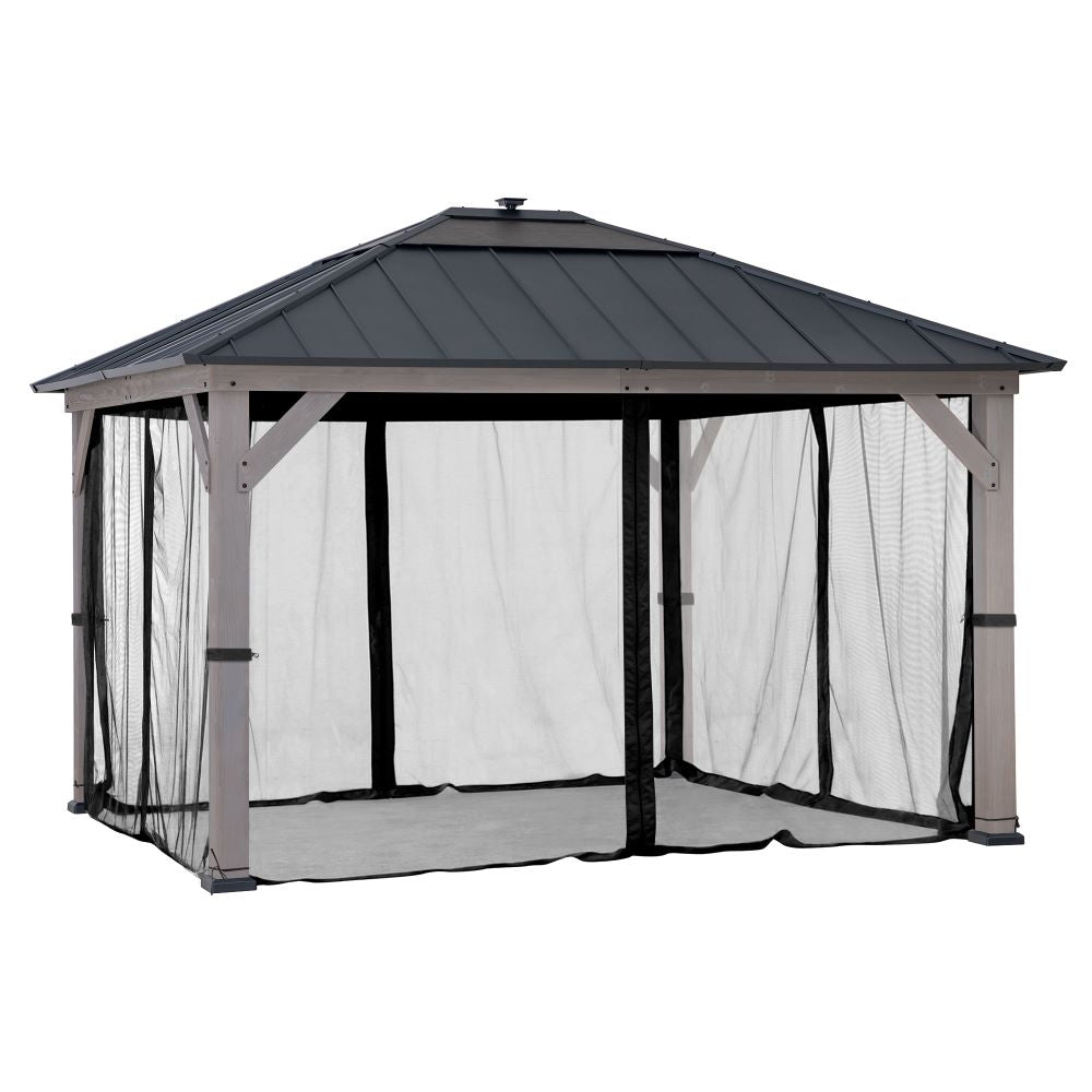 Gazebo Mosquito Netting Screen For 11 ft. × 13 ft. Wooden Gazebos - Black