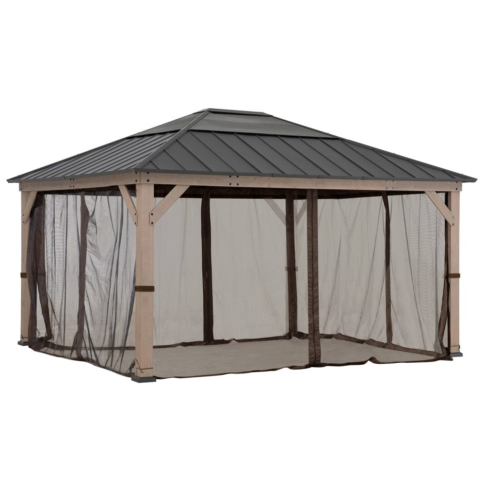 Gazebo Mosquito Netting for 13 ft. × 15 ft. Wooden Gazebos - Brown
