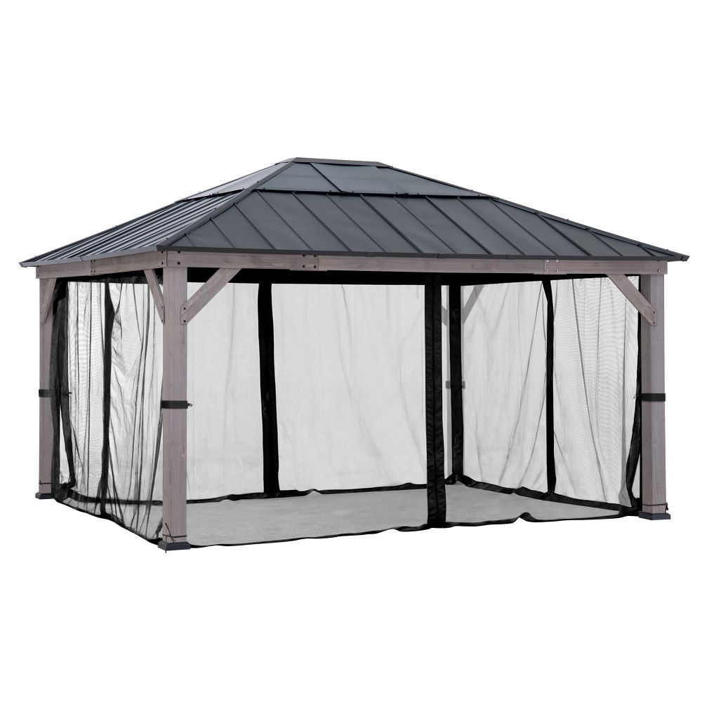 Gazebo Mosquito Netting for 13 ft. × 15 ft. Wooden Gazebos - Black